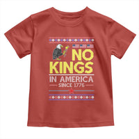 Funny Patriotic Christmas No Kings in America Toddler T Shirt Since 1776 Bald Eagle Ugly Sweater - Wonder Print Shop