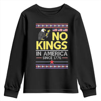 Funny Patriotic Christmas No Kings in America Youth Sweatshirt Since 1776 Bald Eagle Ugly Sweater - Wonder Print Shop