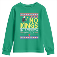 Funny Patriotic Christmas No Kings in America Youth Sweatshirt Since 1776 Bald Eagle Ugly Sweater - Wonder Print Shop