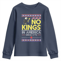 Funny Patriotic Christmas No Kings in America Youth Sweatshirt Since 1776 Bald Eagle Ugly Sweater - Wonder Print Shop
