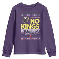 Funny Patriotic Christmas No Kings in America Youth Sweatshirt Since 1776 Bald Eagle Ugly Sweater - Wonder Print Shop