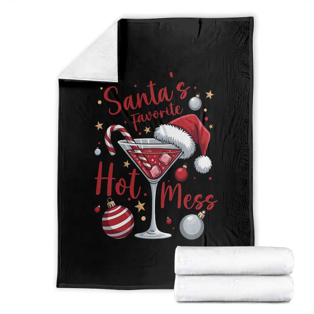 Funny Santa Favorite Hot Mess Throw Blanket Christmas Drinking Cocktail Lover - Wonder Print Shop