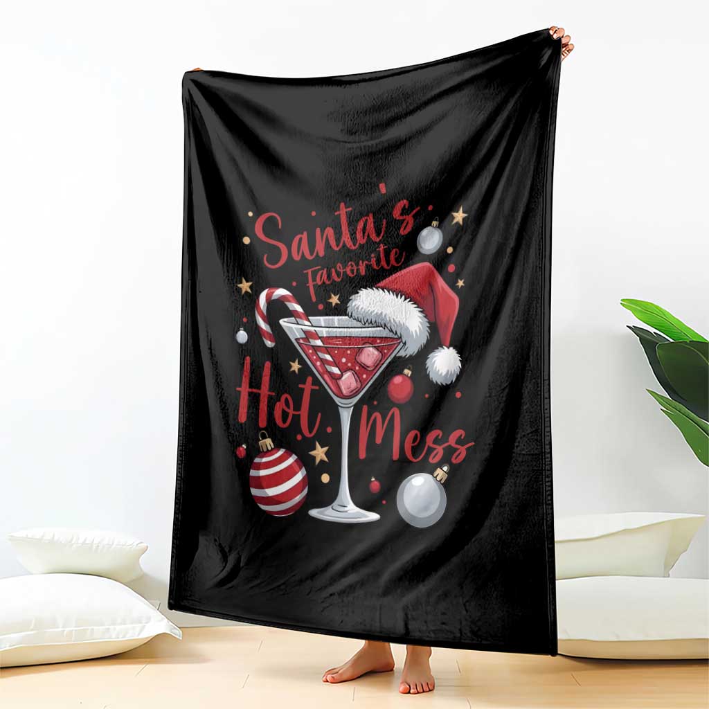 Funny Santa Favorite Hot Mess Throw Blanket Christmas Drinking Cocktail Lover - Wonder Print Shop