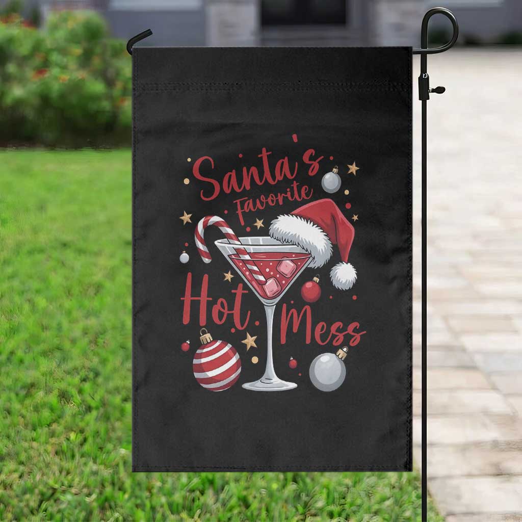 Funny Santa Favorite Hot Mess Garden Flag Christmas Drinking Cocktail Lover - Wonder Print Shop