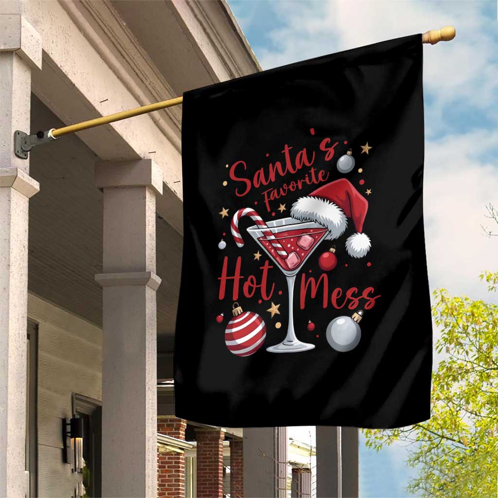 Funny Santa Favorite Hot Mess Garden Flag Christmas Drinking Cocktail Lover - Wonder Print Shop