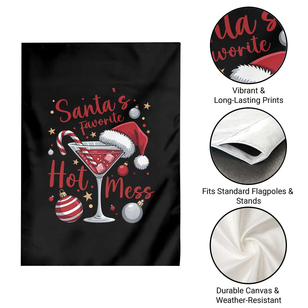 Funny Santa Favorite Hot Mess Garden Flag Christmas Drinking Cocktail Lover - Wonder Print Shop