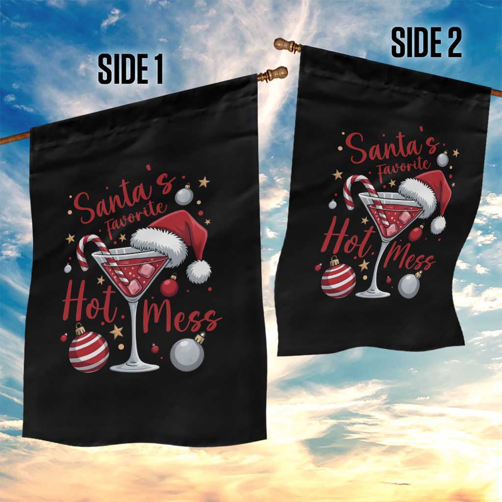 Funny Santa Favorite Hot Mess Garden Flag Christmas Drinking Cocktail Lover - Wonder Print Shop