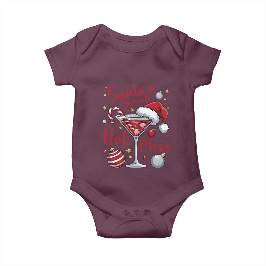 Funny Santa Favorite Hot Mess Baby Onesie Christmas Drinking Cocktail Lover - Wonder Print Shop
