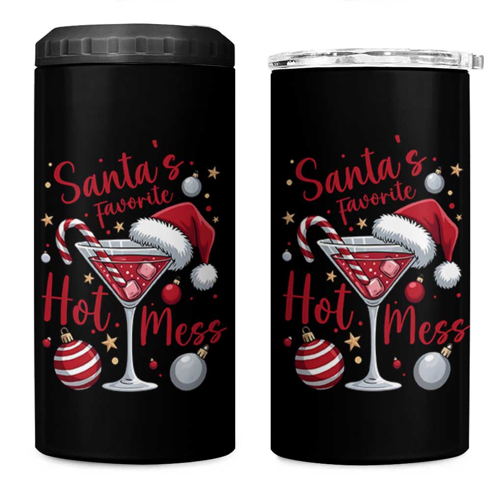 Funny Santa Favorite Hot Mess 4 in 1 Can Cooler Tumbler Christmas Drinking Cocktail Lover - Wonder Print Shop