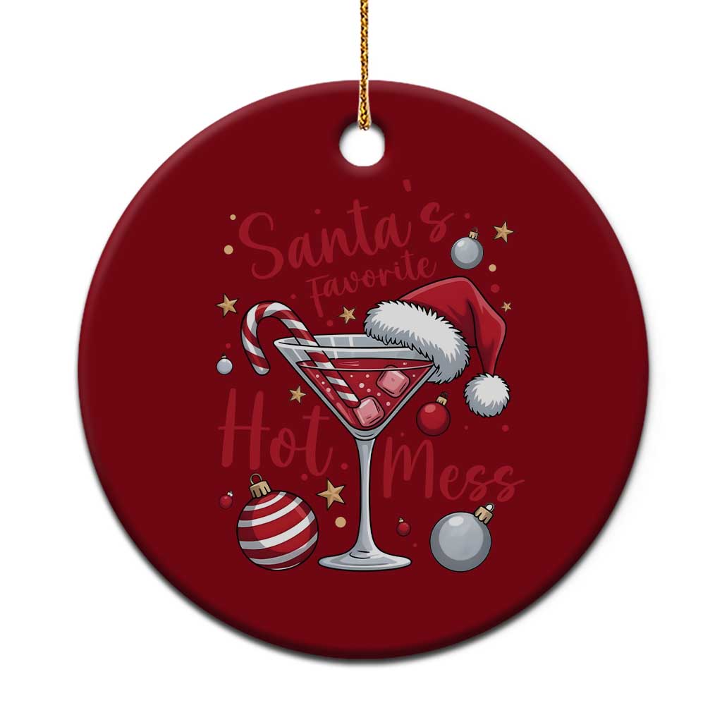 Funny Santa Favorite Hot Mess Ceramic Ornament Christmas Drinking Cocktail Lover - Wonder Print Shop