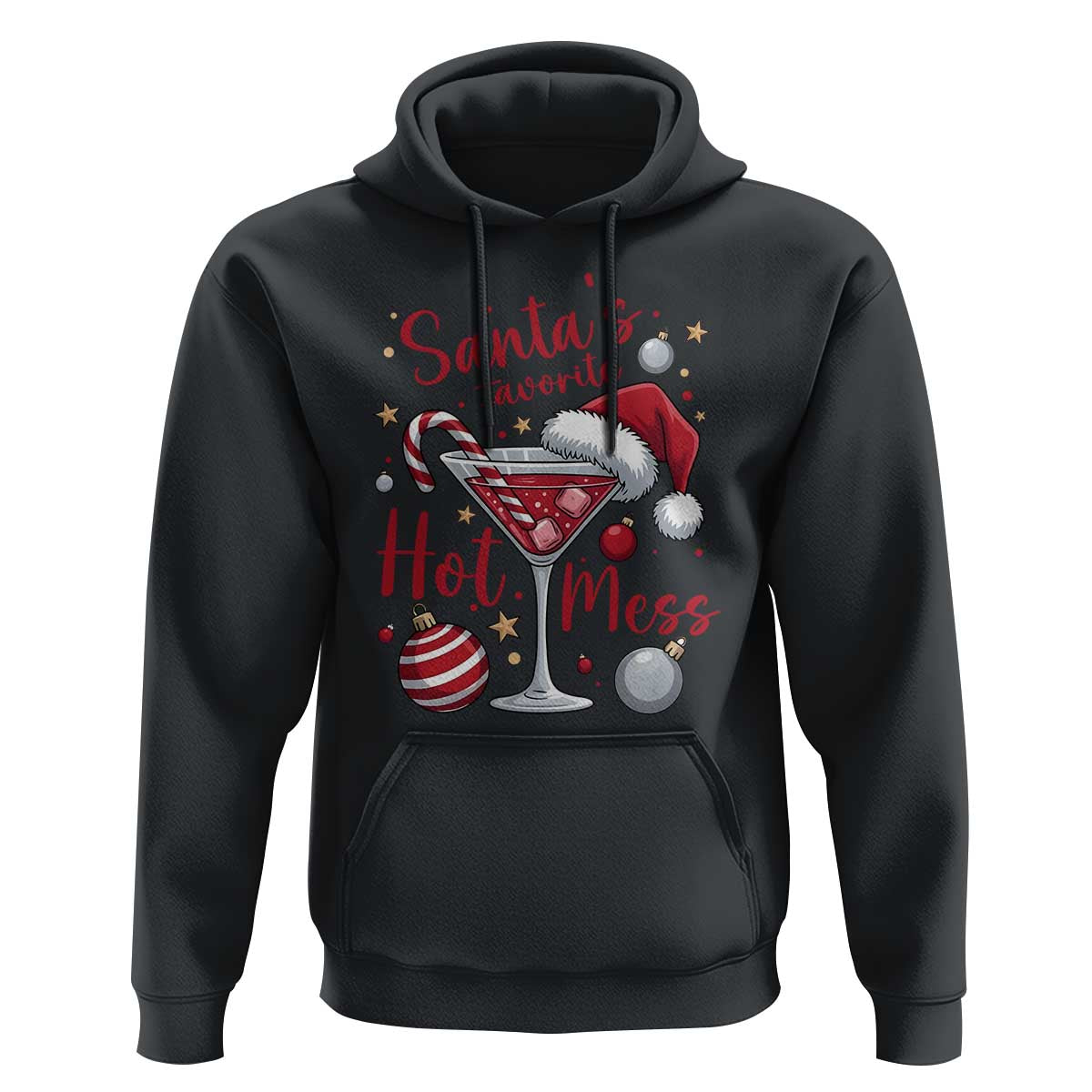Funny Santa Favorite Hot Mess Hoodie Christmas Drinking Cocktail Lover - Wonder Print Shop