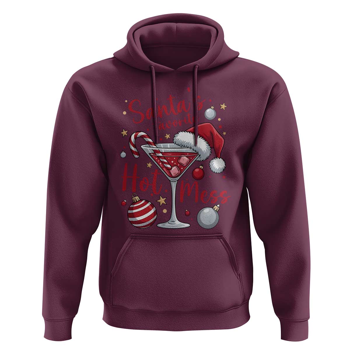 Funny Santa Favorite Hot Mess Hoodie Christmas Drinking Cocktail Lover - Wonder Print Shop