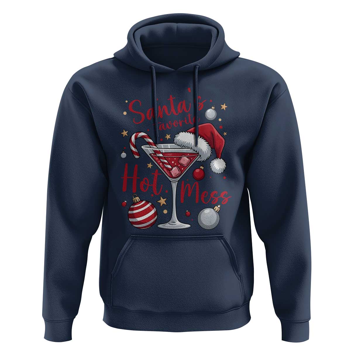 Funny Santa Favorite Hot Mess Hoodie Christmas Drinking Cocktail Lover - Wonder Print Shop