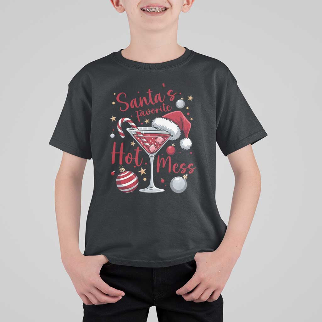 Funny Santa Favorite Hot Mess T Shirt For Kid Christmas Drinking Cocktail Lover - Wonder Print Shop