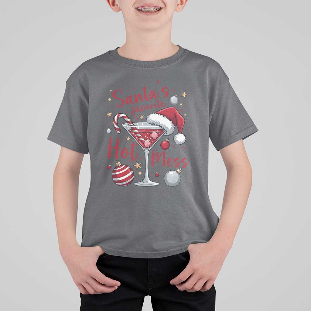 Funny Santa Favorite Hot Mess T Shirt For Kid Christmas Drinking Cocktail Lover - Wonder Print Shop