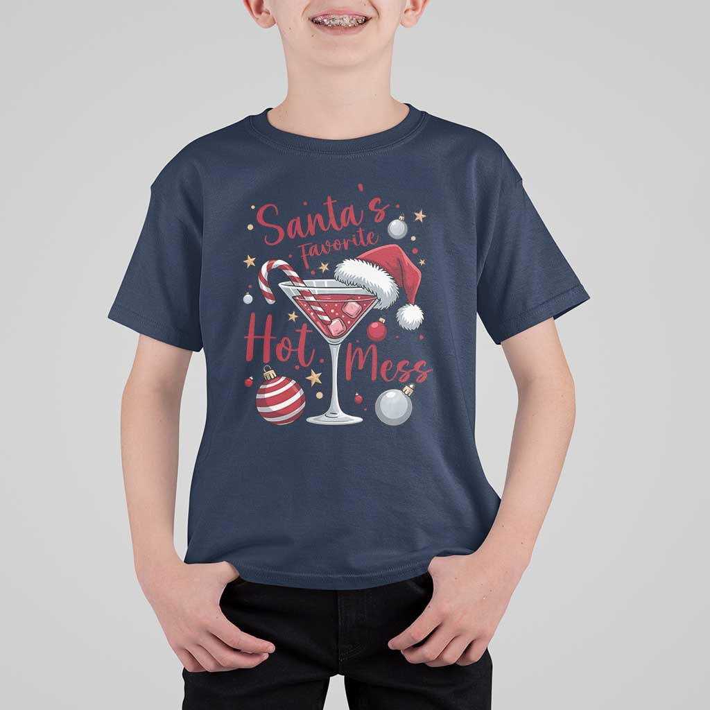 Funny Santa Favorite Hot Mess T Shirt For Kid Christmas Drinking Cocktail Lover - Wonder Print Shop