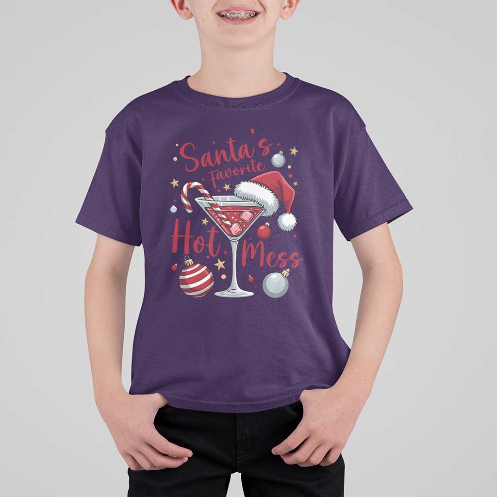 Funny Santa Favorite Hot Mess T Shirt For Kid Christmas Drinking Cocktail Lover - Wonder Print Shop