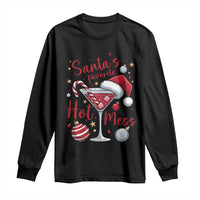 Funny Santa Favorite Hot Mess Long Sleeve Shirt Christmas Drinking Cocktail Lover - Wonder Print Shop