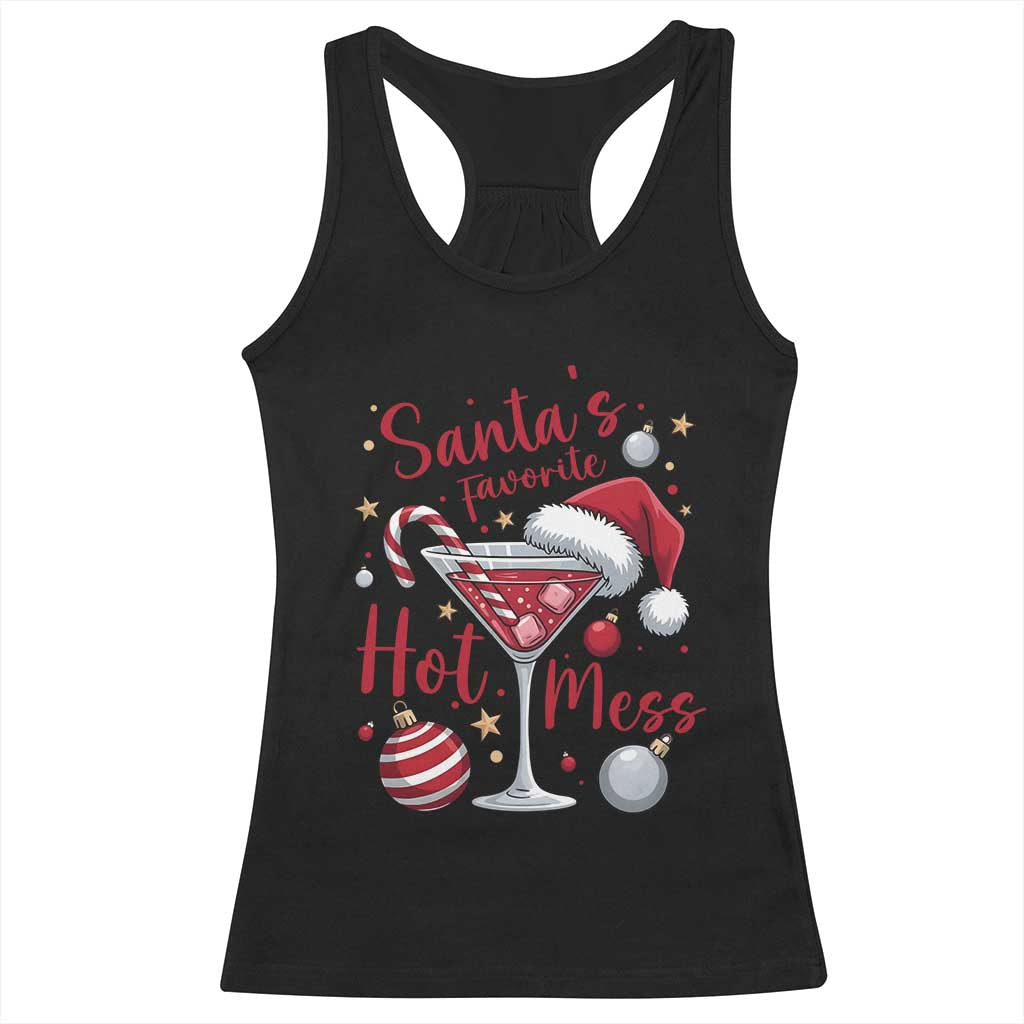 Funny Santa Favorite Hot Mess Racerback Tank Top Christmas Drinking Cocktail Lover - Wonder Print Shop