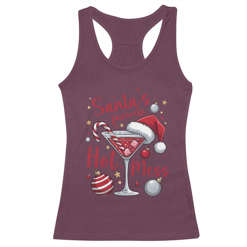 Funny Santa Favorite Hot Mess Racerback Tank Top Christmas Drinking Cocktail Lover - Wonder Print Shop