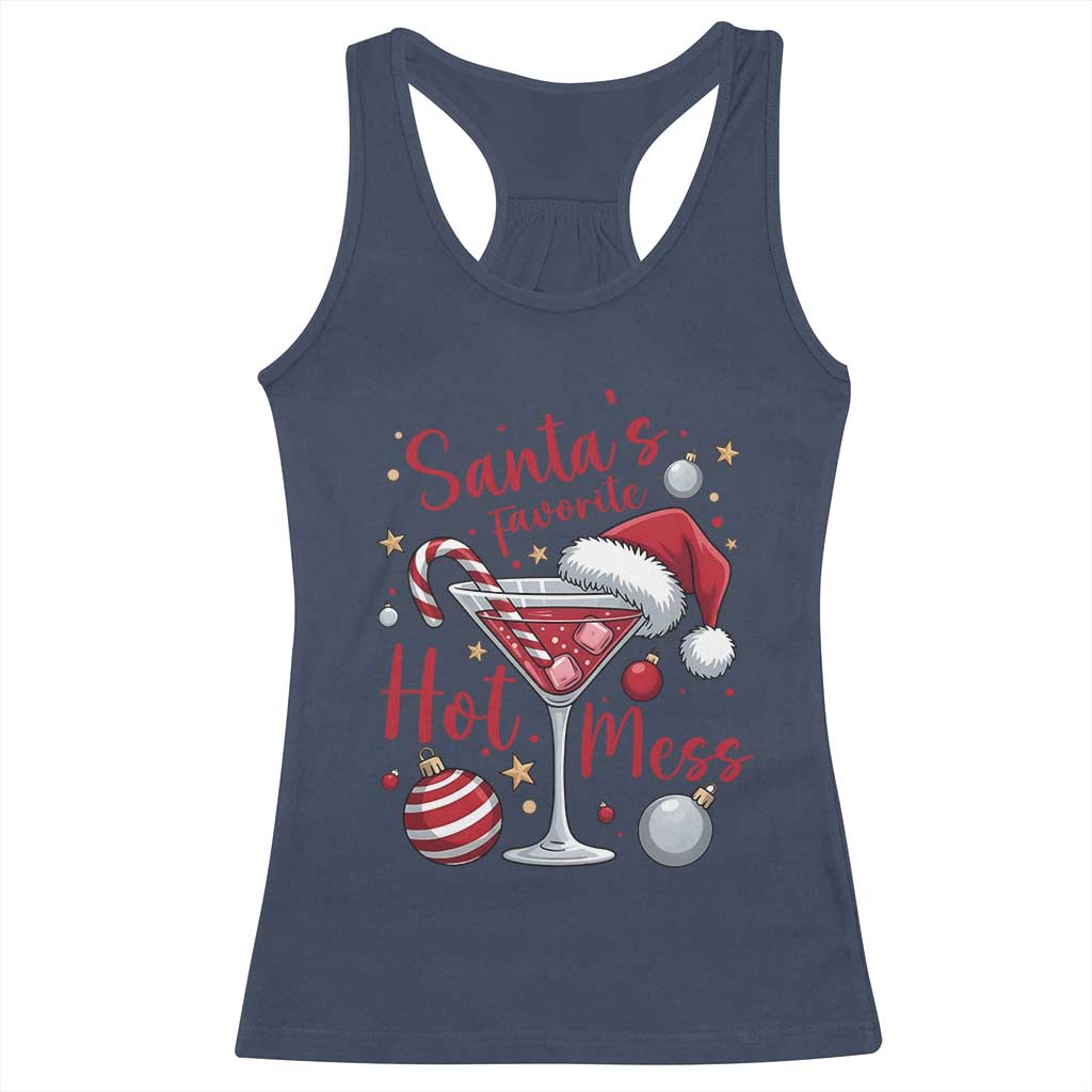 Funny Santa Favorite Hot Mess Racerback Tank Top Christmas Drinking Cocktail Lover - Wonder Print Shop