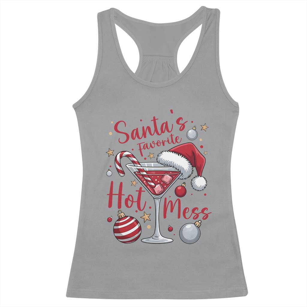 Funny Santa Favorite Hot Mess Racerback Tank Top Christmas Drinking Cocktail Lover - Wonder Print Shop