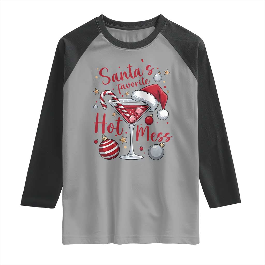 Funny Santa Favorite Hot Mess Raglan Shirt Christmas Drinking Cocktail Lover - Wonder Print Shop