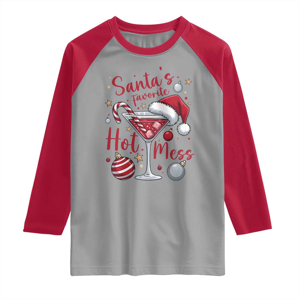 Funny Santa Favorite Hot Mess Raglan Shirt Christmas Drinking Cocktail Lover - Wonder Print Shop