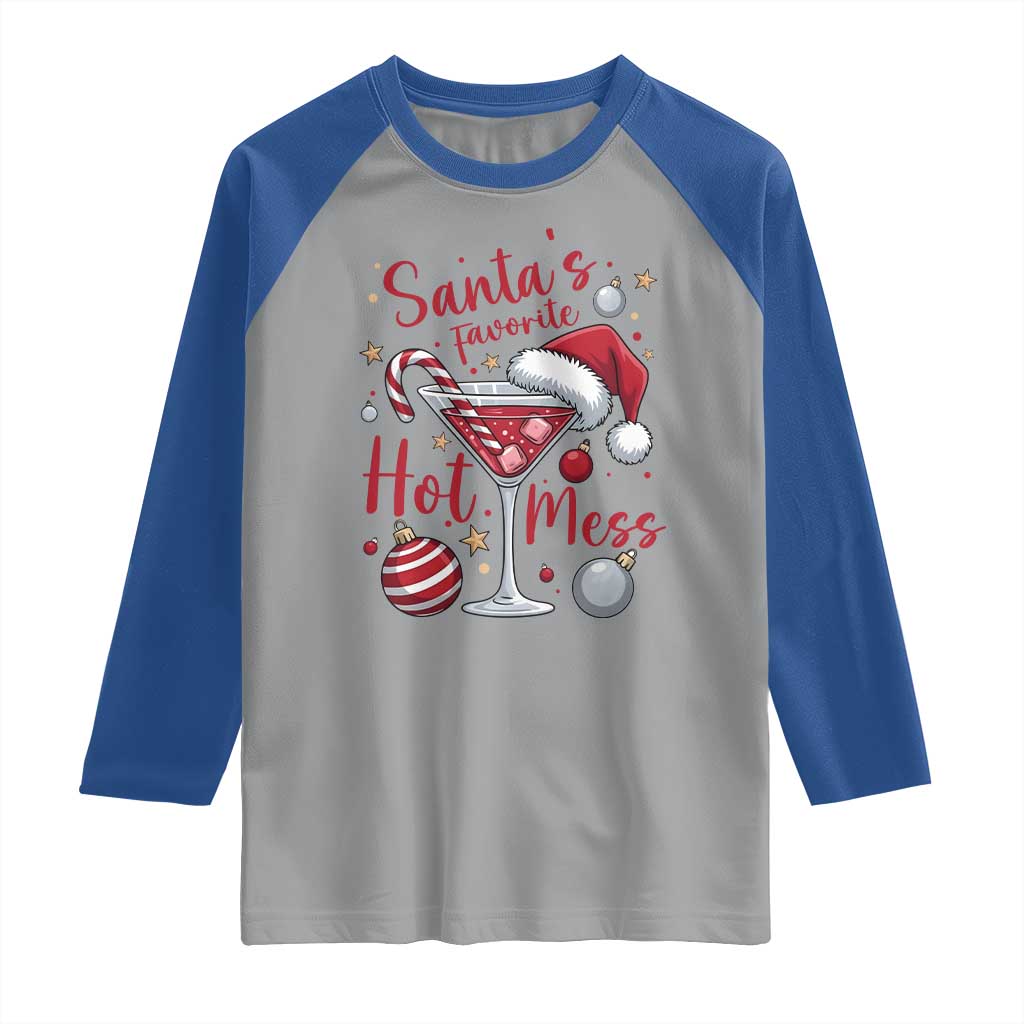 Funny Santa Favorite Hot Mess Raglan Shirt Christmas Drinking Cocktail Lover - Wonder Print Shop