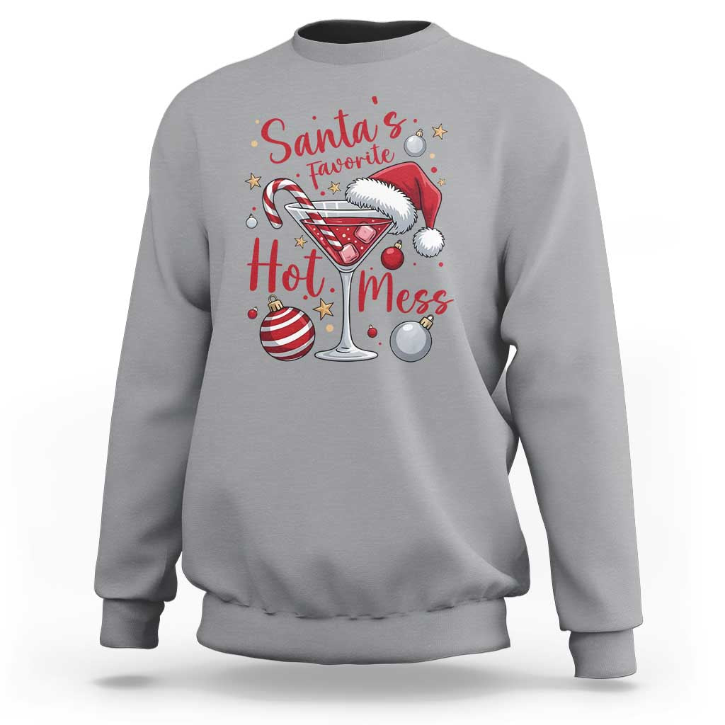 Funny Santa Favorite Hot Mess Sweatshirt Christmas Drinking Cocktail Lover - Wonder Print Shop