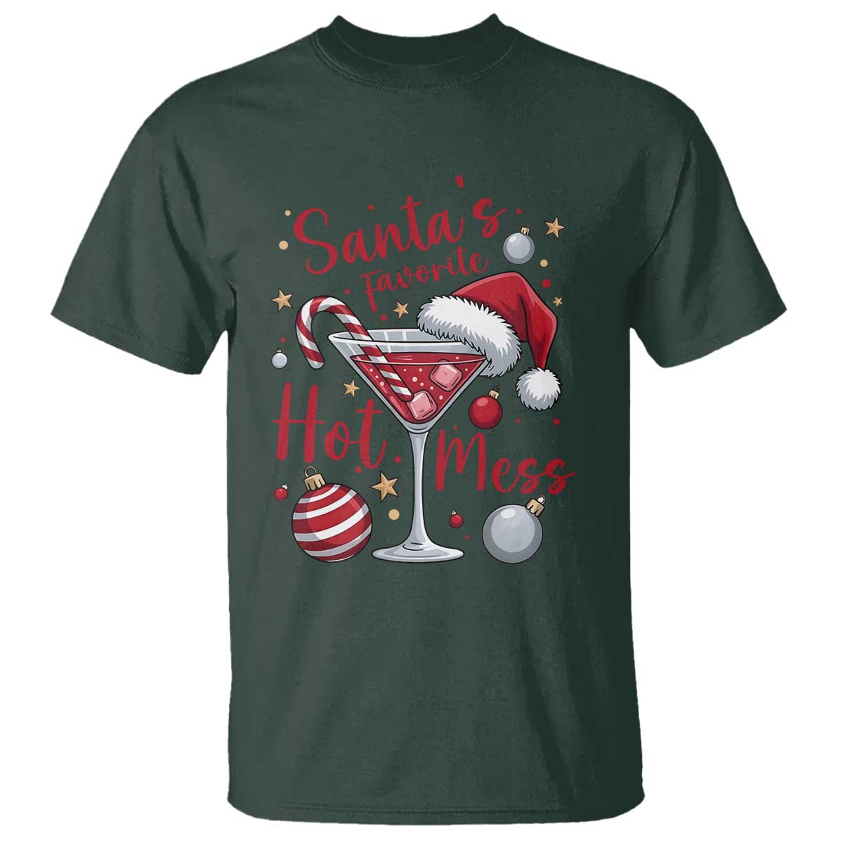 Funny Santa Favorite Hot Mess T Shirt Christmas Drinking Cocktail Lover - Wonder Print Shop