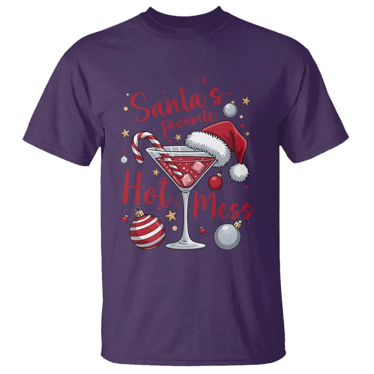 Funny Santa Favorite Hot Mess T Shirt Christmas Drinking Cocktail Lover - Wonder Print Shop