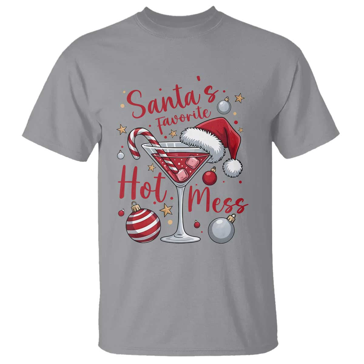 Funny Santa Favorite Hot Mess T Shirt Christmas Drinking Cocktail Lover - Wonder Print Shop