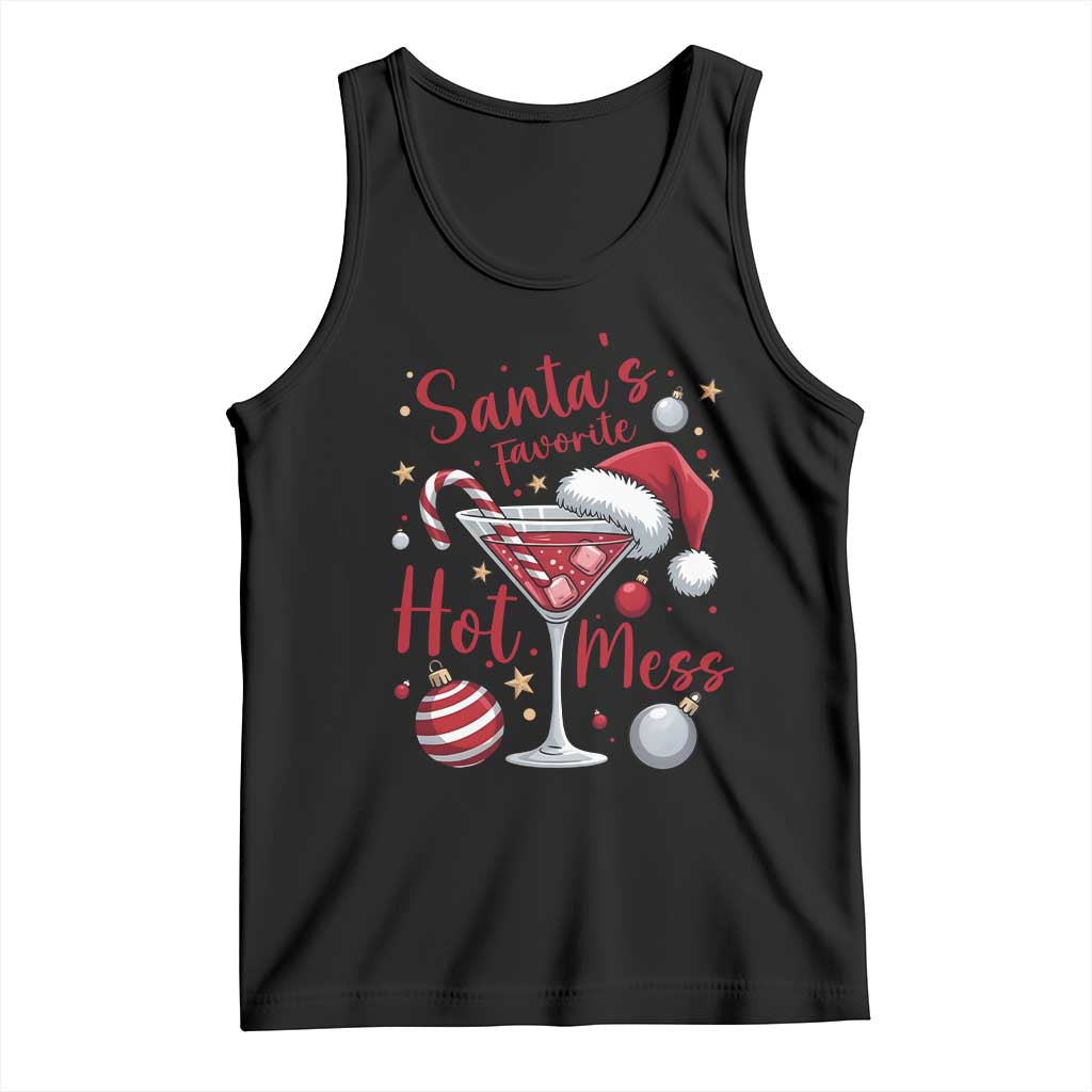 Funny Santa Favorite Hot Mess Tank Top Christmas Drinking Cocktail Lover - Wonder Print Shop