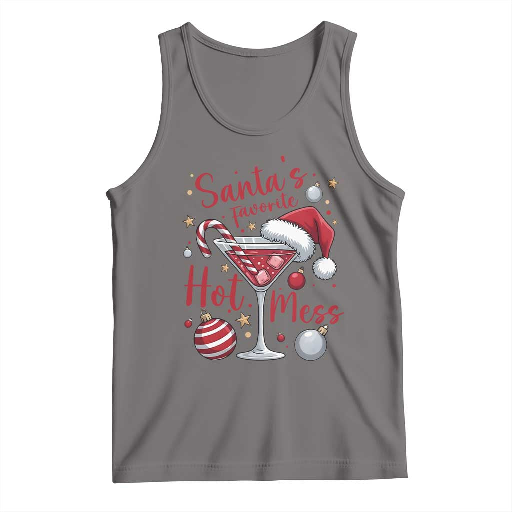 Funny Santa Favorite Hot Mess Tank Top Christmas Drinking Cocktail Lover - Wonder Print Shop