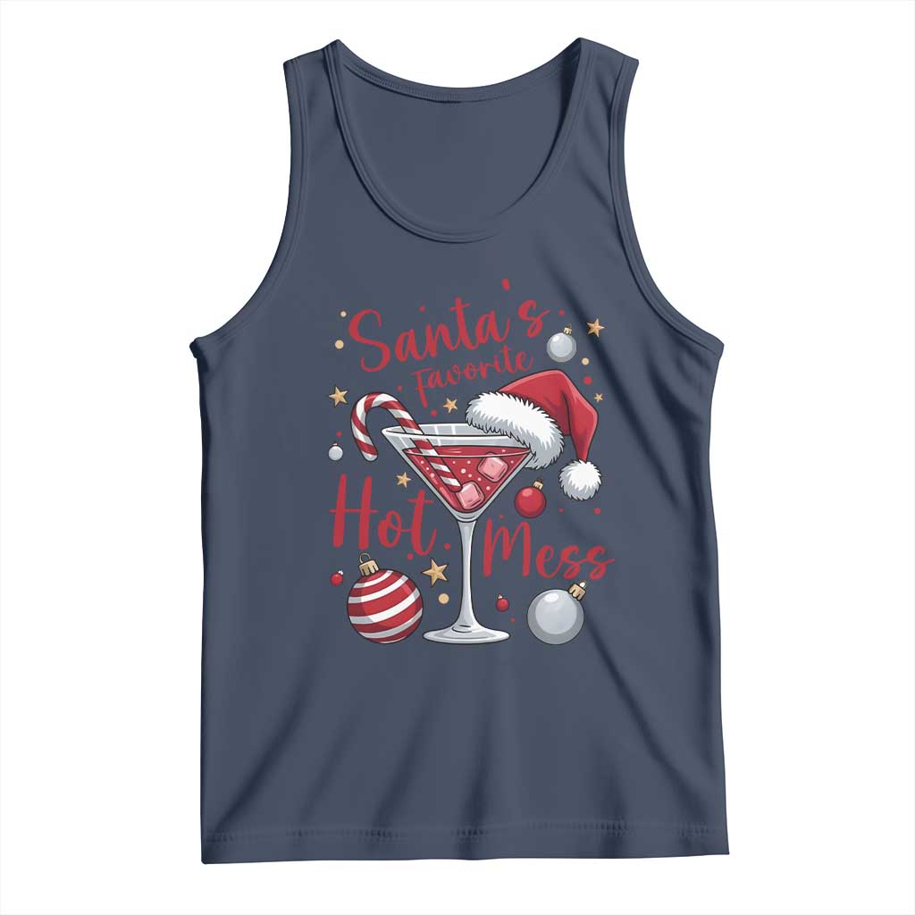 Funny Santa Favorite Hot Mess Tank Top Christmas Drinking Cocktail Lover - Wonder Print Shop