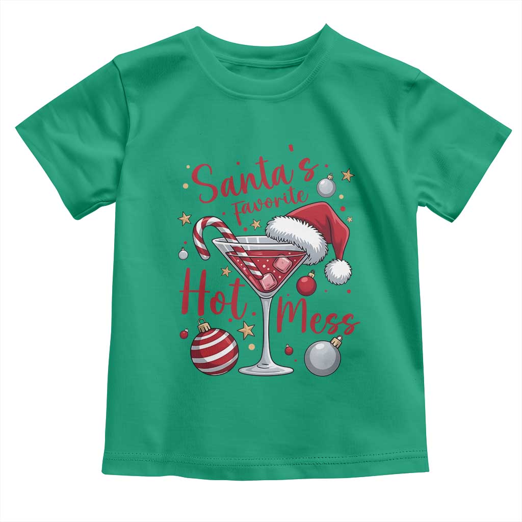 Funny Santa Favorite Hot Mess Toddler T Shirt Christmas Drinking Cocktail Lover - Wonder Print Shop