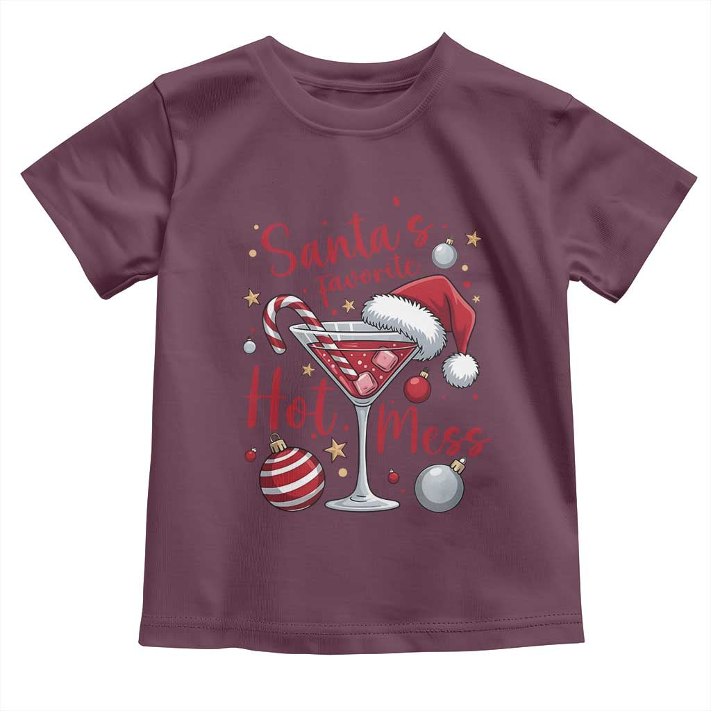 Funny Santa Favorite Hot Mess Toddler T Shirt Christmas Drinking Cocktail Lover - Wonder Print Shop