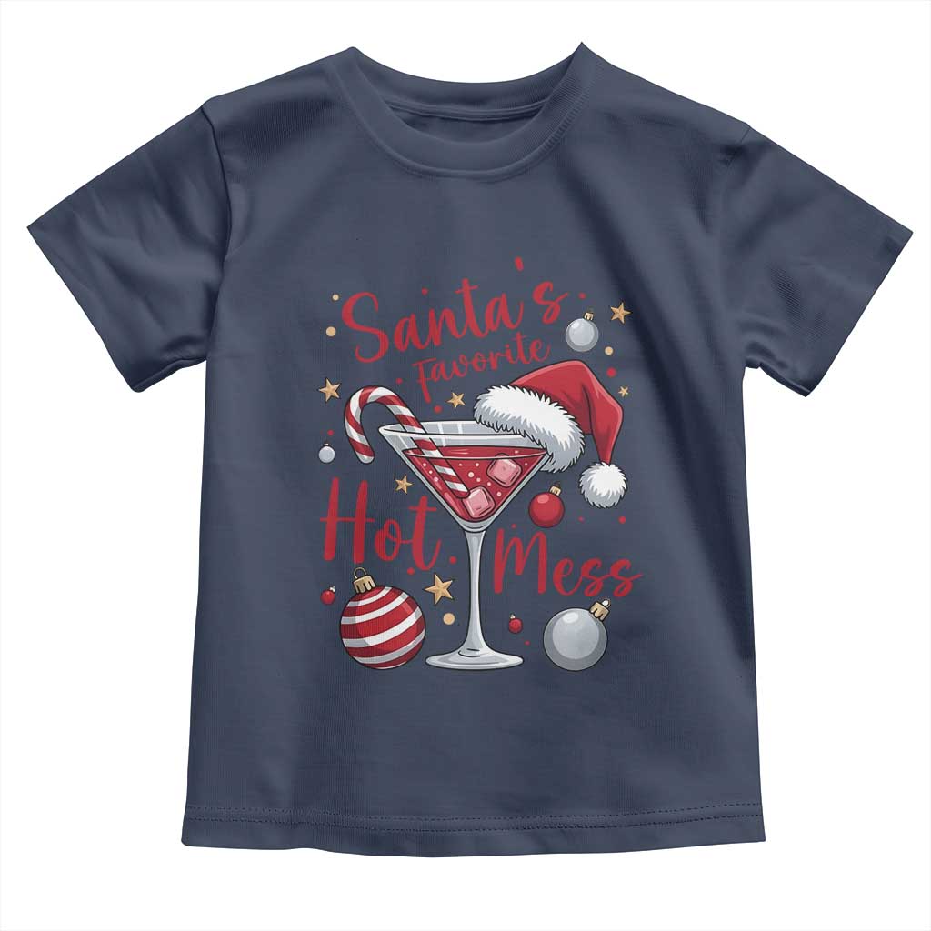 Funny Santa Favorite Hot Mess Toddler T Shirt Christmas Drinking Cocktail Lover - Wonder Print Shop