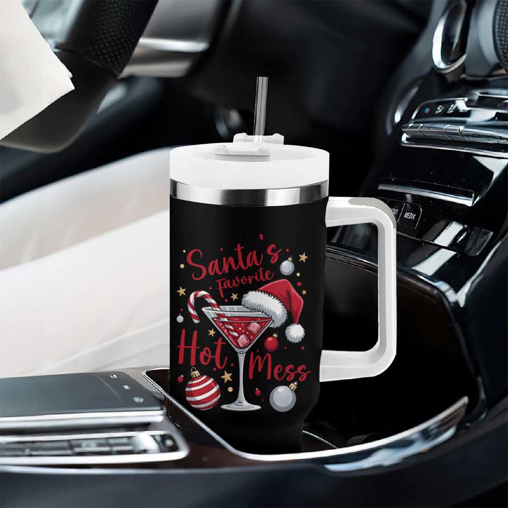 Funny Santa Favorite Hot Mess Tumbler With Handle Christmas Drinking Cocktail Lover - Wonder Print Shop