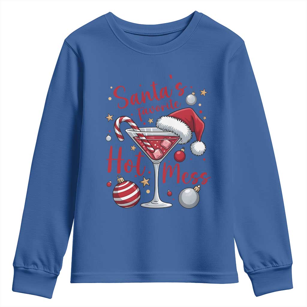 Funny Santa Favorite Hot Mess Youth Sweatshirt Christmas Drinking Cocktail Lover - Wonder Print Shop