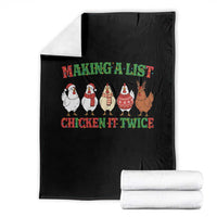 Funny Chicken Christmas Pun Throw Blanket Making a List Chicken It Twice Cute Holiday Farm Animal - Wonder Print Shop