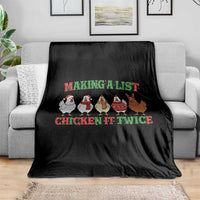 Funny Chicken Christmas Pun Throw Blanket Making a List Chicken It Twice Cute Holiday Farm Animal - Wonder Print Shop