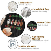 Funny Chicken Christmas Pun Throw Blanket Making a List Chicken It Twice Cute Holiday Farm Animal - Wonder Print Shop