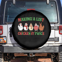 Funny Chicken Christmas Pun Spare Tire Cover Making a List Chicken It Twice Cute Holiday Farm Animal - Wonder Print Shop