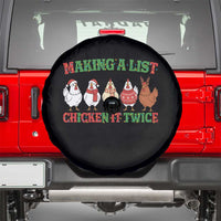 Funny Chicken Christmas Pun Spare Tire Cover Making a List Chicken It Twice Cute Holiday Farm Animal - Wonder Print Shop