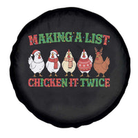 Funny Chicken Christmas Pun Spare Tire Cover Making a List Chicken It Twice Cute Holiday Farm Animal - Wonder Print Shop