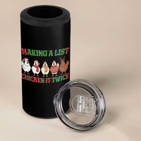 Funny Chicken Christmas Pun 4 in 1 Can Cooler Tumbler Making a List Chicken It Twice Cute Holiday Farm Animal - Wonder Print Shop
