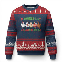 Funny Chicken Xmas Pun Ugly Christmas Sweater Making a List Chicken It Twice Cute Holiday Farm Animal - Wonder Print Shop