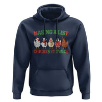 Funny Chicken Christmas Pun Hoodie Making a List Chicken It Twice Cute Holiday Farm Animal - Wonder Print Shop